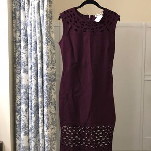 Burgundy bodycon cut-out dress